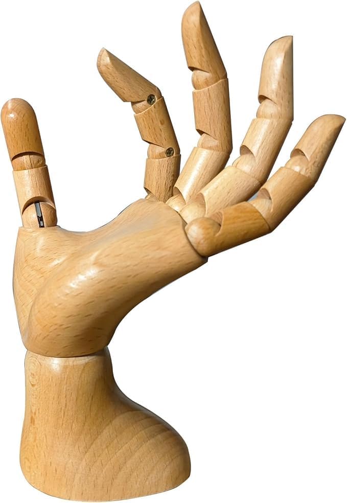yangjietf mannequin,mannequin hand,hand model,hand mannequin for nails,drawing mannequin wooden hand,wooden mannequin,articulated fingers,hand model for drawing,male hand of left., Male_left Male_left 7.9 in