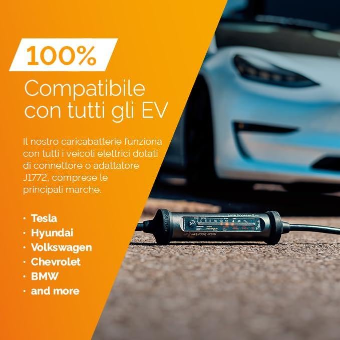 Juice Booster 3 Air Basic Set, Mobile Wallbox 11kW con App, Caricabatterie Auto Elettrica con Cavo Ricarica Auto Elettrica Tipo 2, Include Adattatore CEE16 Rosso 3 Fasi + EU Schuko