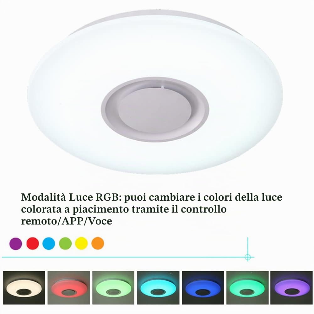 LED Plafoniera Smart WiFi Telecomando con Altoparlante Bluetooth, Dimmerabile, 36W Cambia Colore, Compatibile con Alexa e Google Home, 2800lm, per Camera da Letto, Camera dei Bambini, Soggiorno