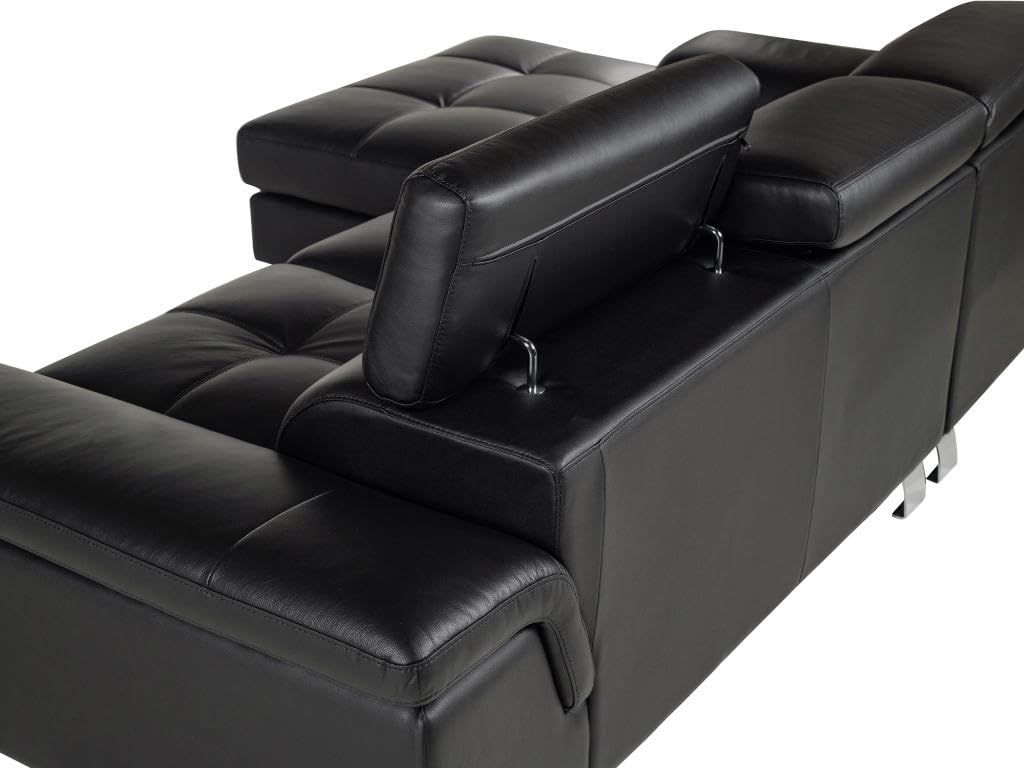 Canapé d'angle Cuir Mishima - Noir - Angle Gauche