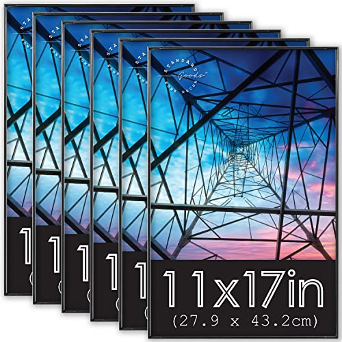 Standard Goods Home Décor 11x17 Front-Loading Picture Frames, 6-Pack Black - Wall Display, Horizontal or Vertical - Perfect for Photos, Certificates, Holiday Gifting, and Home Décor
