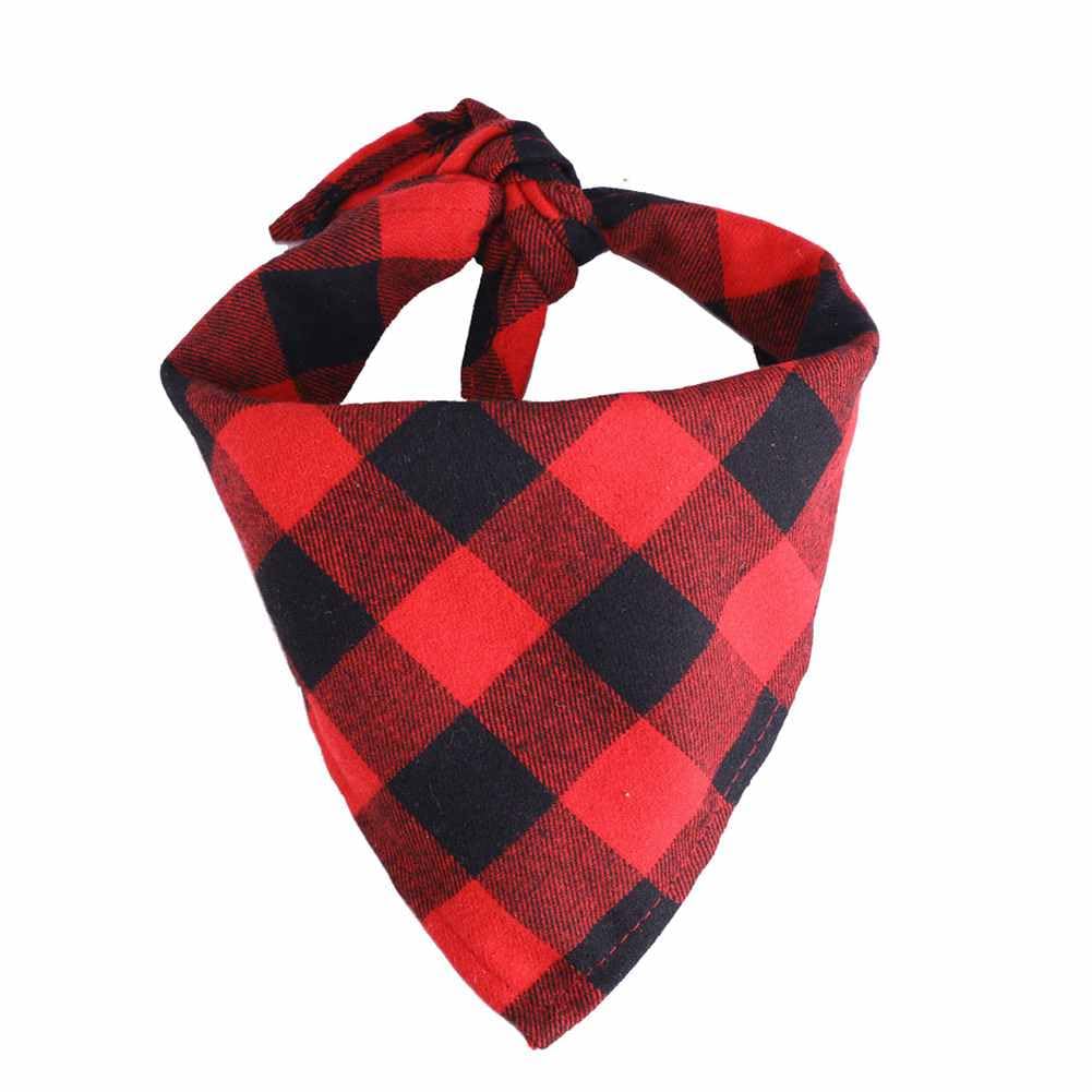 SHTGOI 2 pañuelos para perros clásicos, pañuelos de algodón a cuadros, pañuelos triangulares ajustables, pañuelos para perros pequeños, medianos, gatos, mascotas, rojo, negro, L