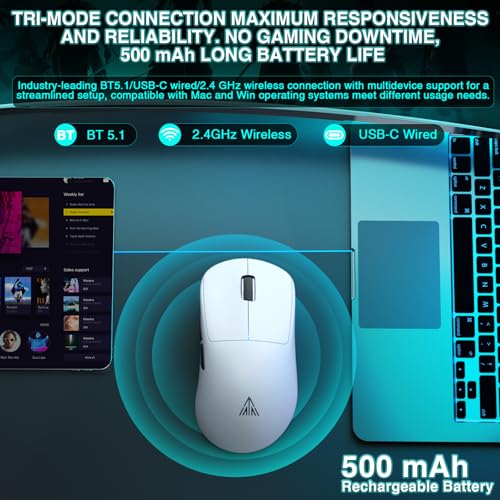 Image of CORBOBO SOLAKAKA SM850 - Wireless Gaming Mouse - Programmable Buttons,24000 DPI Adjustable, Lightweight, Ergonomic Computer Wireless Mouse, BT5.1 /2.4G /Wired, PC Gaming & Office Mice for Win /Mac /Linux