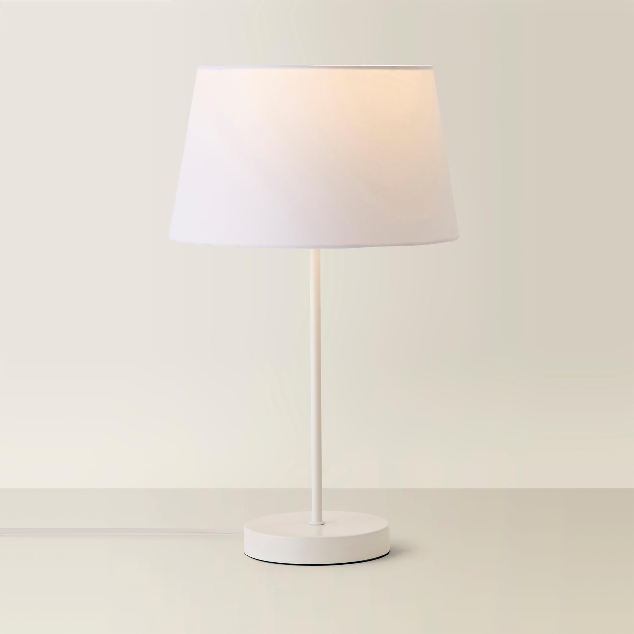 Valuelights White | Metal Single Stem Table Lamp With Tapered Lampshade For Living Room Bedroom | Table Lamps, Home Décor & Improvement Essential