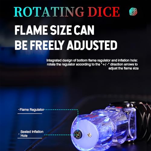 Encendedor giratorio 360° con llama azul a prueba de viento miniatura 5