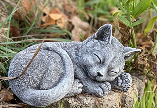 stoneandstyle Stenen sculptuur katten Betty Slapen Massief Vorstbestendig gietijzer steen