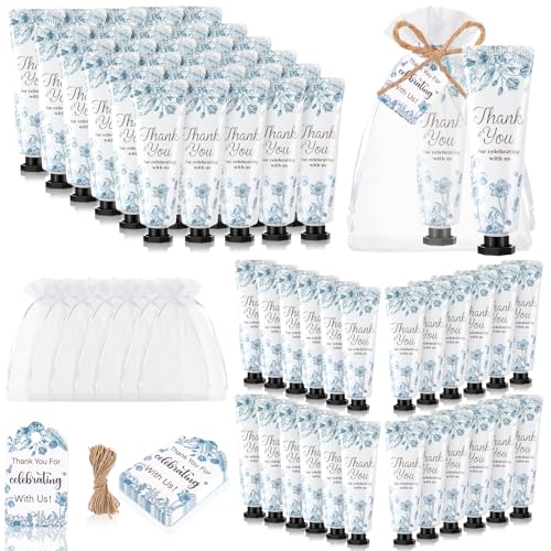 Dansib 48 Sets Baby Shower Hand Cream Wedding Hand Cream Gifts Baby Shower Party Favors for Guests Bridal Shower Favors Travel Size Hand Lotion Bulk for Wedding Baby Shower (Blue Flower)
