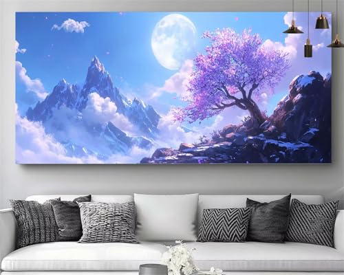 Kit Broderie Diamant Lune et Montagne M961 Cadeau Idéal Noël et Anniversaire