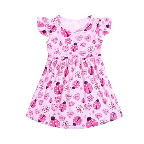 Toddler Girl Heart PatternOutfit Dress Kids Love Heart Ruffle Boutique Party Dress Spring Summer Clothes Dress 2-8Y