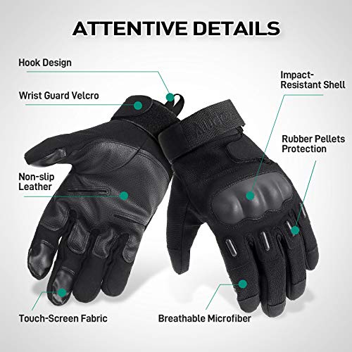 Audew Motorcycle Gloves for Men and Women, Full Finger Hard Knuckle Motorcycle Gloves with Non-Slip Palm Touchscreen Design for Racing, Riding, Hiking, Cycling, Climbing (Large) - Thumbnail 4