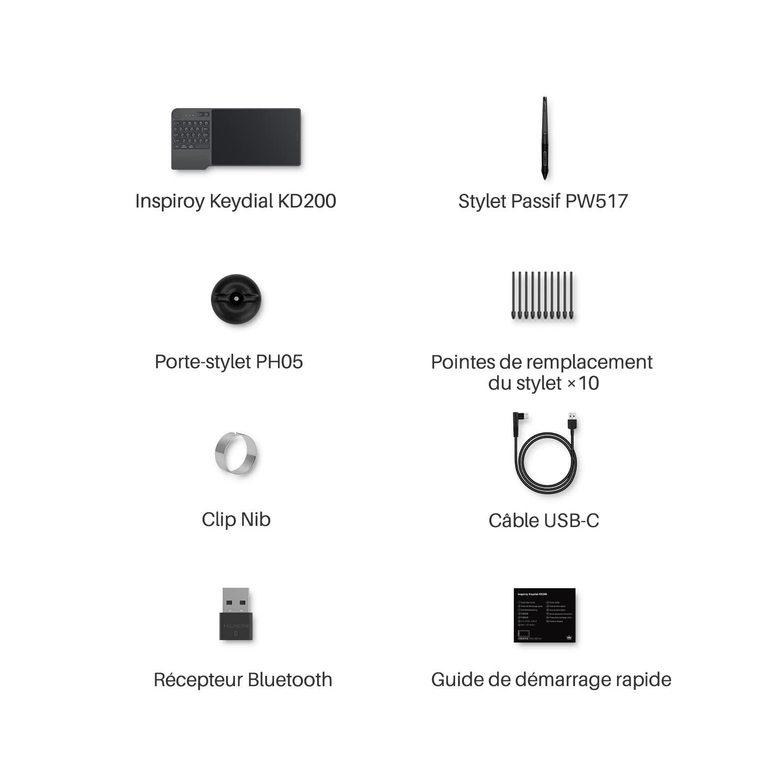 HUION Inspiroy Keydial KD200 Tablette Graphique, 9 x 5,6 Pouces