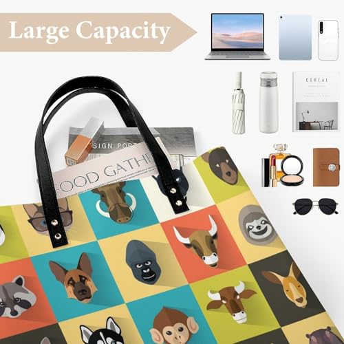 Sac shopper de voyage imprimé rigolo vache pingouin 39x39cm