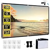 Foldable Projector Screen, XINLEMY 72' 4K 16:9 HD Portable Projection Movie Screen Double-Sided Cinema Screen for Home Theater Backyard Indoor and Outdoor