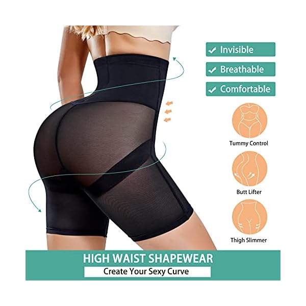 MERYOSZ-Tummy-Control-Shapewear-for-Women-High-Waist-Waist-Trainer-Shaper-Slip-Shorts-Butt-Lifter-Thigh-Slimmer-Panties MERYOSZ Tummy Control Shapewear for Women Seamless High Waist Trainer Shaper Slip Shorts Butt Lifter Thigh Slimmer Panties (Black, L)