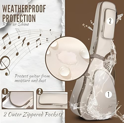Image of The Melod Musical Instruments Heavy Duty Padded Musical Lover 40,41,42, Inchi Acoustic Premium Guitar Bag,Case,Cover (Cream and Brown)