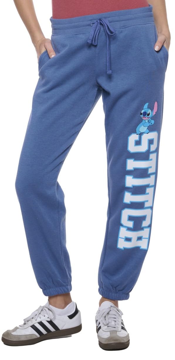 Disney Womens Joggers Sweatpant Mickey Mouse Stitch All Over Print Essentials, Stitch Blue, Large