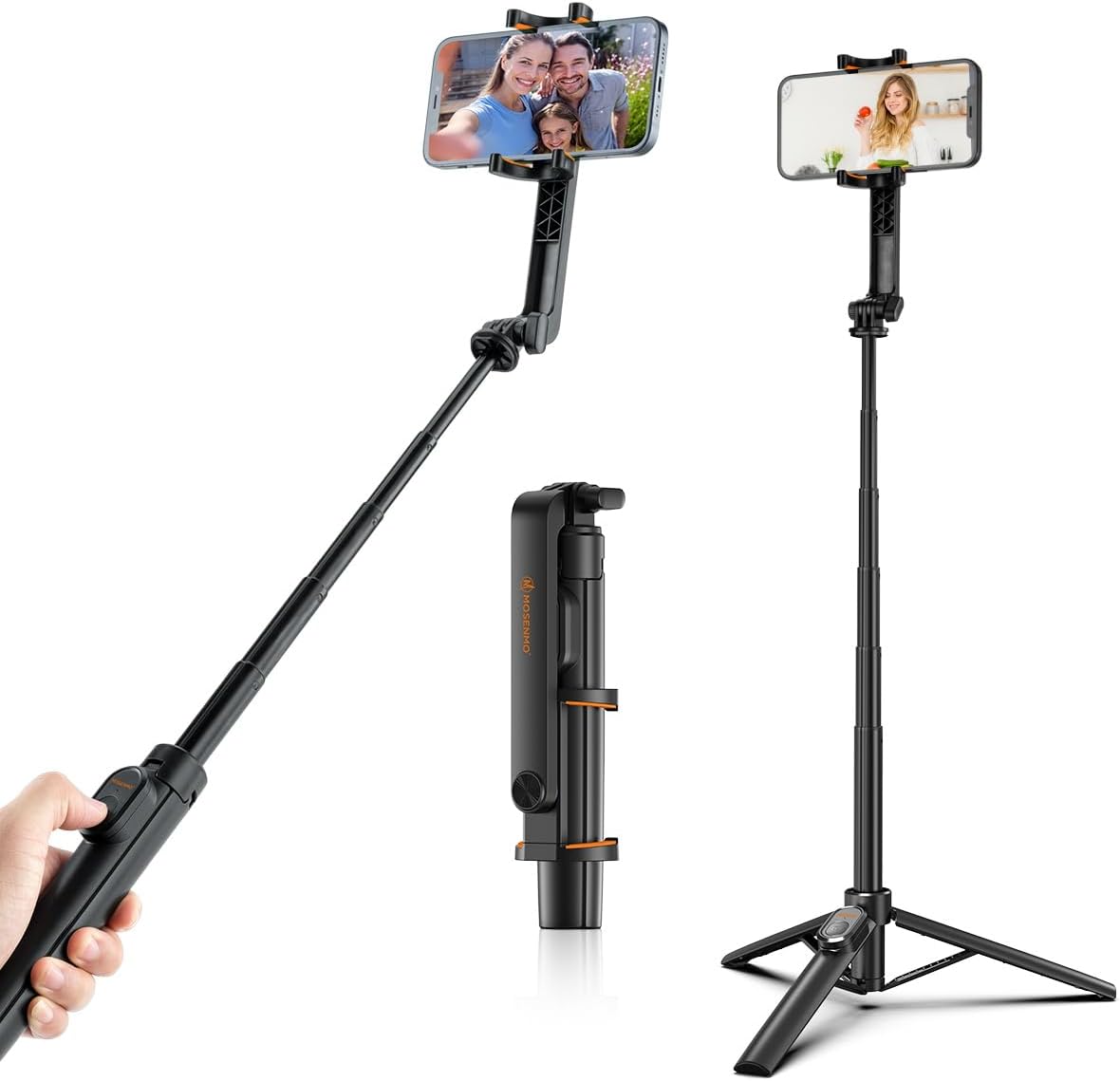 Selfie Stick Tripod with Remote Lightweight 150g Foldable Phone Tripod Stand Extendable to 35" Portable Phone Mount Compatible with iPhone & Android TikTok Travel Vlogging Youtuber
