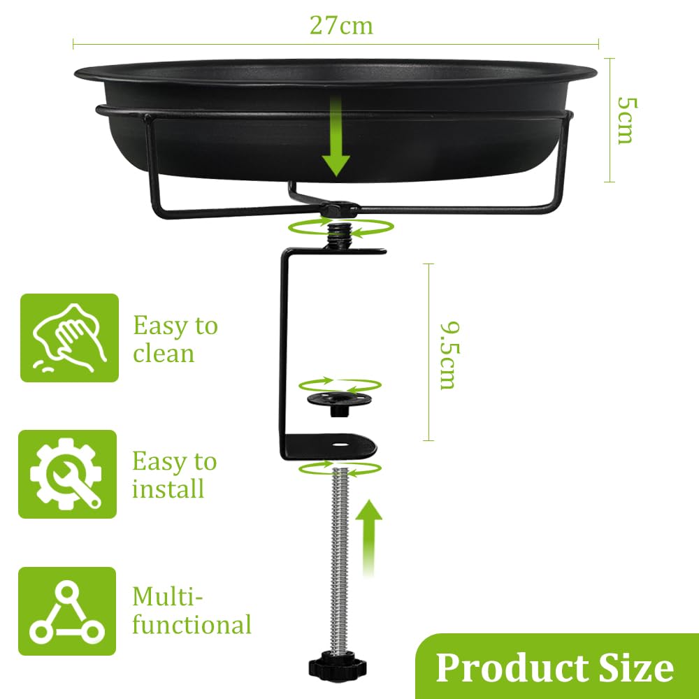 Bseical Bain D'Oiseaux Pour Balcon, Support De Bain D'Oiseaux, Station D'Alimentation Pour Balustrades De Balcon, Jardin