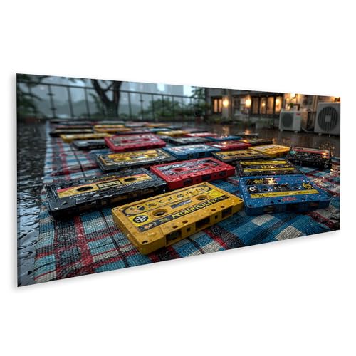 Collection de cassettes nostalgiques sur toile pour amateurs de musique