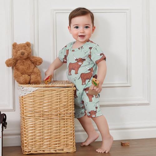 Gueuusu Country Baby Clothes Boy Girl Western Cow Print Short Sleeve Romper Bodysuit Ribbed One Piece Jumpsuit Summer Outfit2
