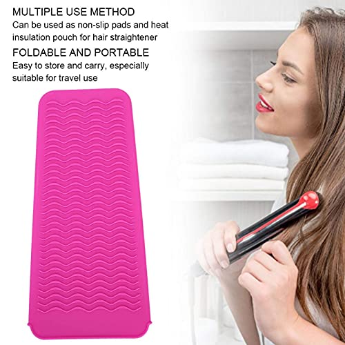 Funda para plancha de pelo, cubierta de silicona para rizador de viaje (Rojo rosa) miniatura 2