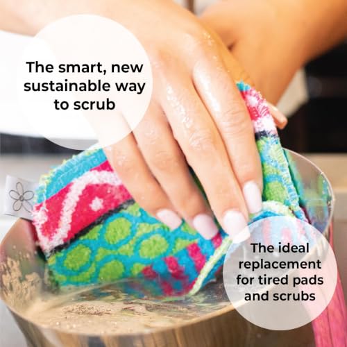 Image of Skoy Scrub, 50-Pack Reusable, Non-Scratching Dish Scrubber for Kitchen and Household Cleaning, Planet-Friendly, Dishwasher Safe Soft Scrub, Assorted Colors and Designs
