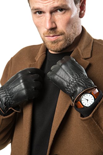 Luxury Mens Real Sheepskin Leather Gloves for Winter and Cold Weather - Touch
