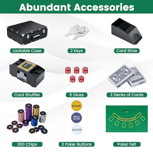 image for Goplus Poker Chip Set, 300 PCS 14 Gram Clay Poker Chips w/Case, Automa