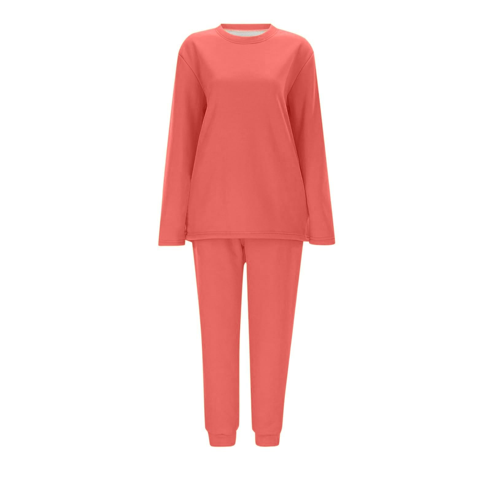 Conjunto de Pijama de Sudadera y Pantalones con Forro para Mujer para Calidez Invernal con Traje de Felpa Tops cómodos y Holgados Ropa de Estar por casa cálida de Invierno para Mujer