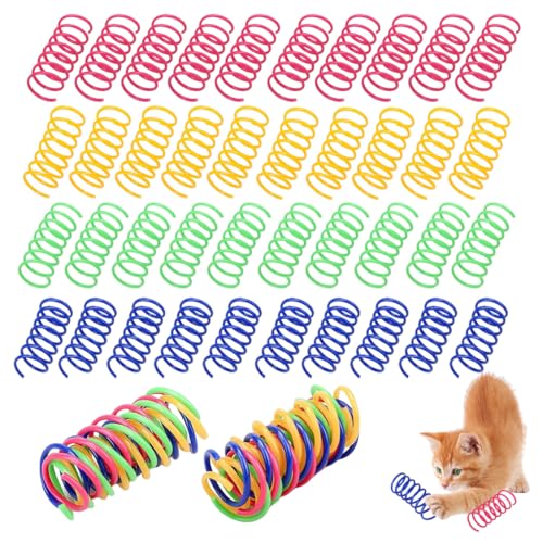 KYLOS 48 Giocattoli a Molla per Gatti - Molle Colorate per Gioco e Allenamento - Sicuri e Durevoli per Cuccioli e Adulti - Ideali per Cacciare, Mordere e Giocare