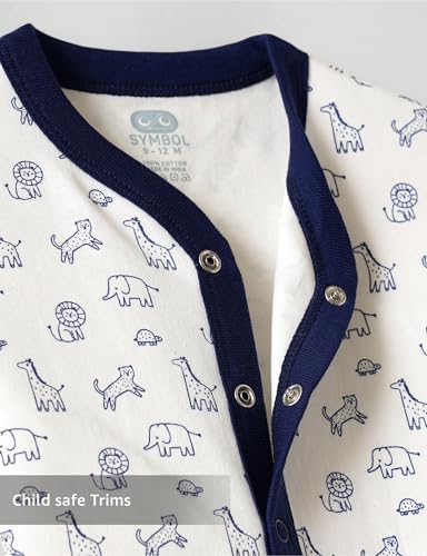 Image of Amazon Brand - Symbol Unisex 100% Cotton Half Sleeve Baby Rompers (Available in Pack of 3 & 6)