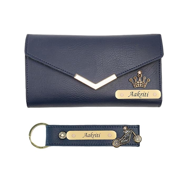 Image of WALLETKART Personalized Leather Women's Clutch with Name & Charm | Customized Clutch for Girlfriend Friend Wife Mother & Sister