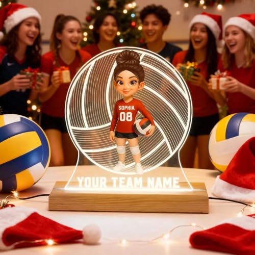 Lámpara de Mesa de Noche LED Personalizada con Ilusión 3D de Vóley miniatura 7