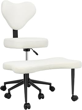 Ergonomic Cross Legged Chair,ADHD Chair with Backrest & Wheels, Criss Cross Seat with Lumbar Support, Kneeling Chairs for Meditation Yoga Home Office, Adjustable Height Beige