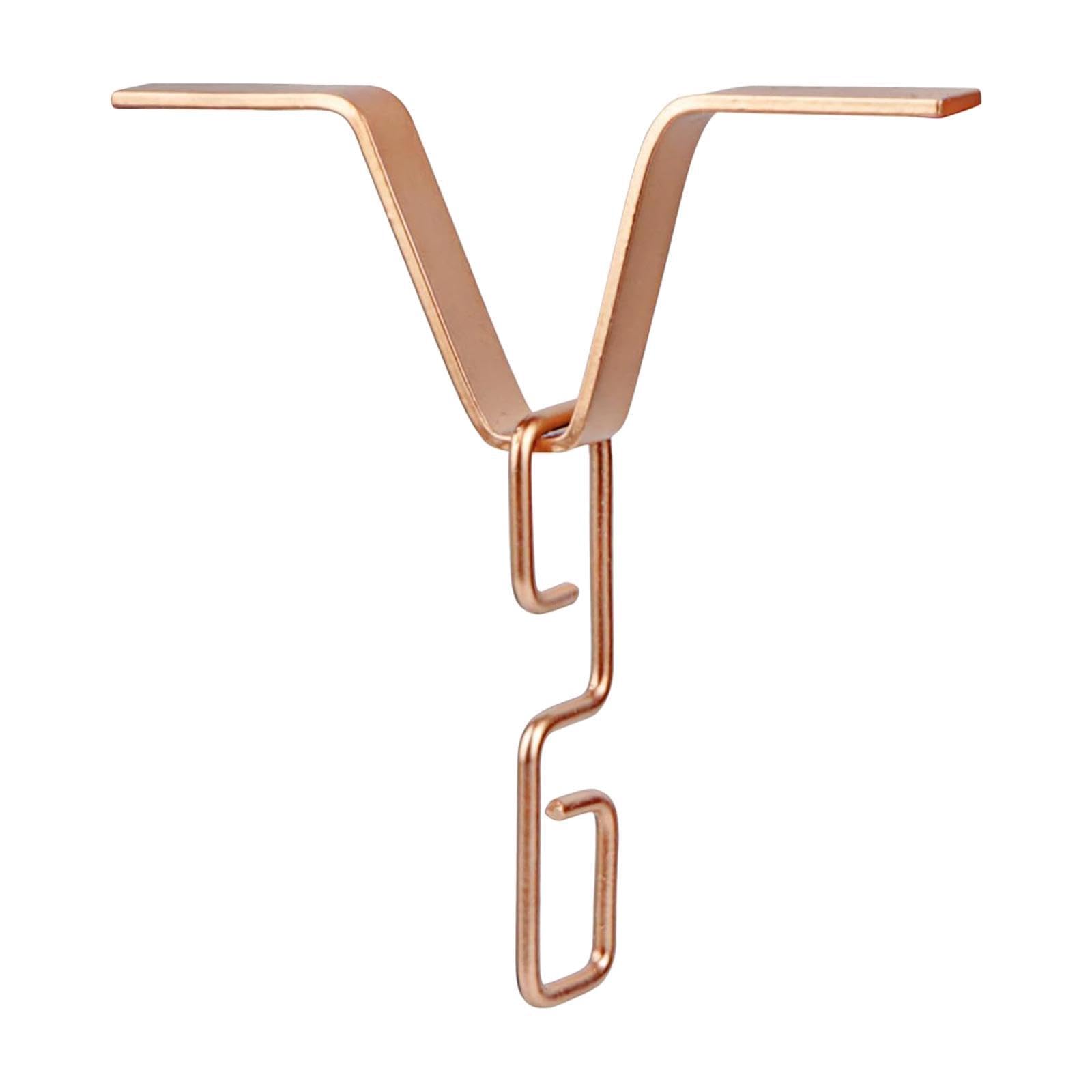 mophrati Reliable Rain Chain Gutters Adapter Clip Sturdy V Shaped Strong Iron Connector Durable Outdoor Installation Equipment V Shaped Hook Hanger Outside, Copper Color, 15.75cm