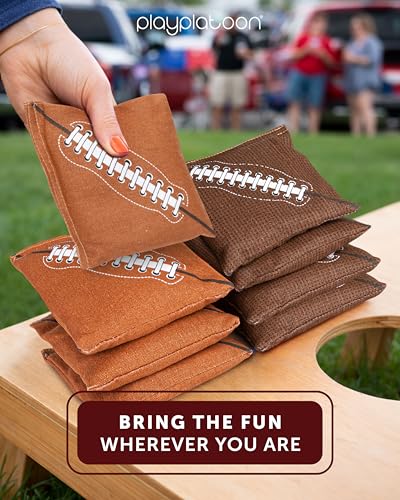 Image of Play Platoon Cornhole Bags Weather Resistant- Set of 8 Regulation Bean Bags for Tossing- Official Professional Size & Weight Corn Hole Bags Two Color All Weather Cornhole Beans Bag Set with Tote Bag