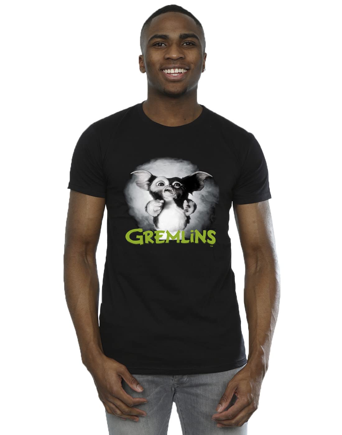 Absolute Cult Men's Black Gremlins Scared Green T-Shirt Large