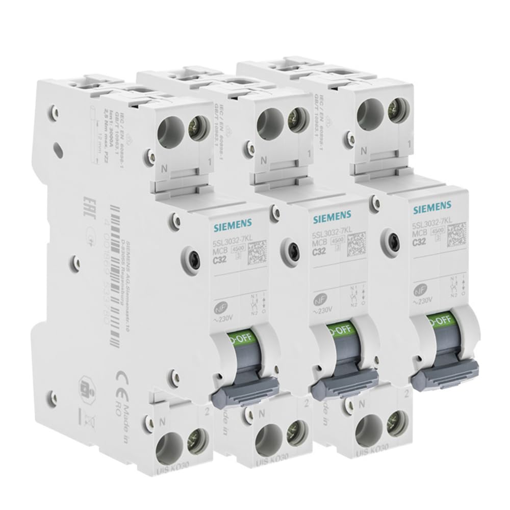 SIEMENS - Lot De 3 Disjoncteurs Électriques Phase + Neutre 32A
