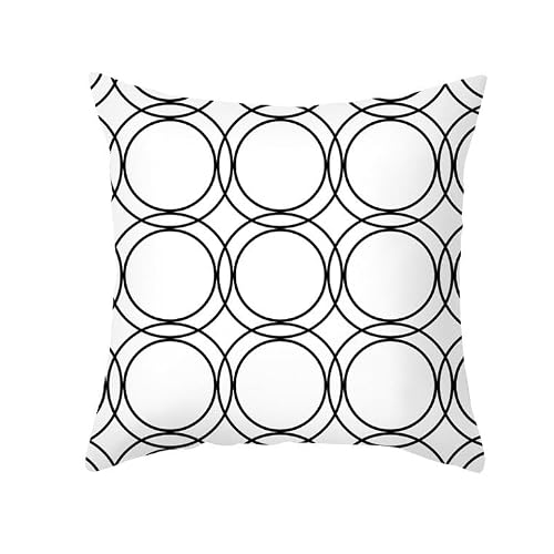Chenlane Silk Pillow Covers Outdoor Individual Couch Cushion Sectional Geometric Art, Black And White Protectors Wicker Furniture Exquisite Prints 45x45 cm, 1Pcs