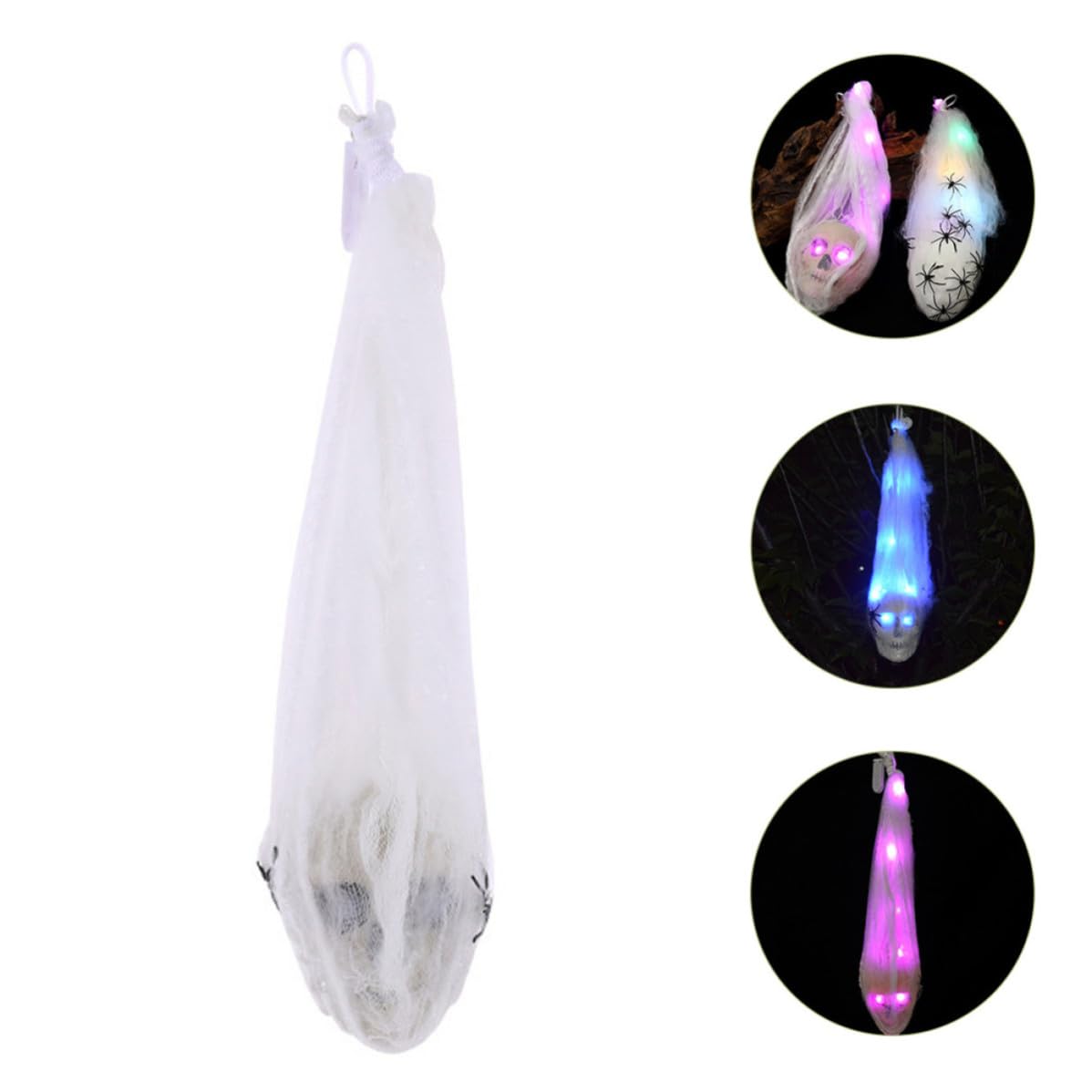 OSALADI 5 Pezzi Decorazione Halloween Scheletro Luminoso da Appendere in Plastico e Tessuto, Addobbo Teschio Luce per Stufa e Festa di Halloween