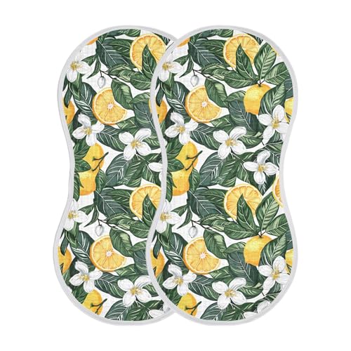 xigua Lemon Tree Leaves Baby Burp Cloths for Newborn Boys and Girls 4 Pack, Soft & Absorbent Cotton Baby Burp Cloth, Baby Washcloths, Newborn Towel, Burp Rags2