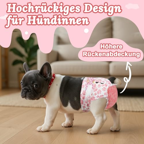 FuzzFables Hundewindeln für Hündinnen, 20 Stück, atmungsaktive Einwegwindeln mit Feuchtigkeitsanzeige, höherer Rückenabdeckung, saugfähig und auslaufsicher, Hundehöschen für die Läufigkeit XS