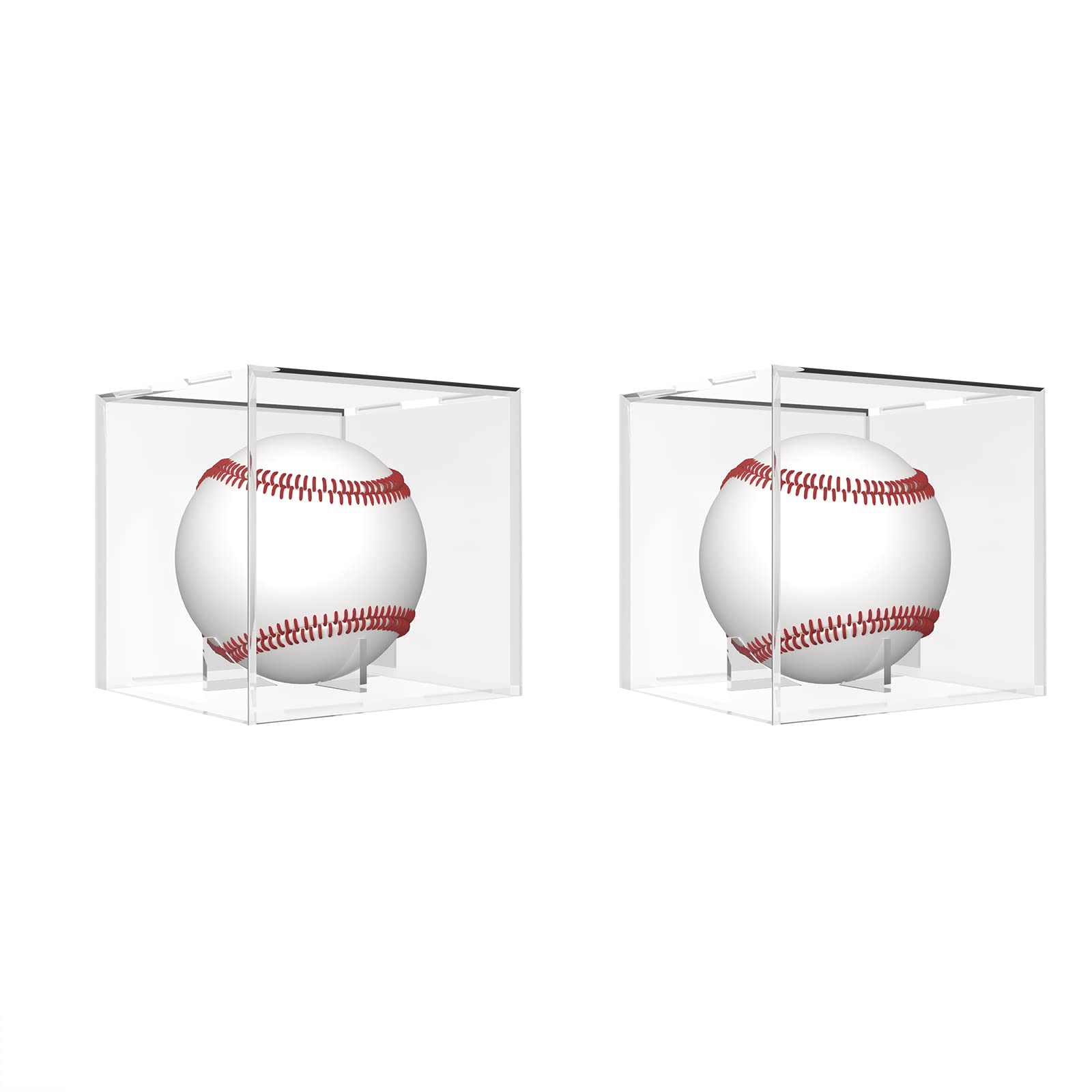 2 Pack Baseball Display Case Acrylic Cube Baseball Holder UV Protected Official Baseball Autograph Display Case Memorabilia Display Storage Box for Golf Tennis Billiard