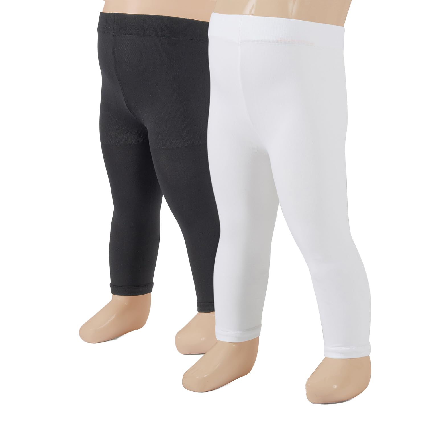 CALZITALY 2 Paar Kurze Baby Strumpfhose ohne Fuß | Baby Capri Leggings | Weiß, Schwarz | 6-24 Monate | 40 DEN | Made in Italy