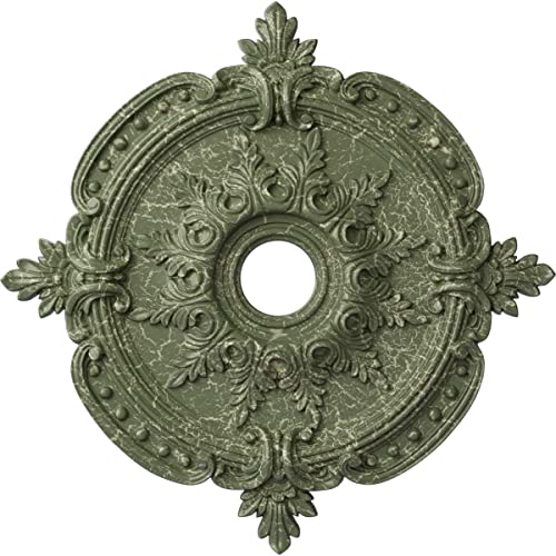 Image of Ekena Millwork CM28BEAGC Benson Classic Ceiling Medallion, 28-3 /8 inch x 4-1 /2 inch x 1-5 /8 inch, Athenian Green Crackle