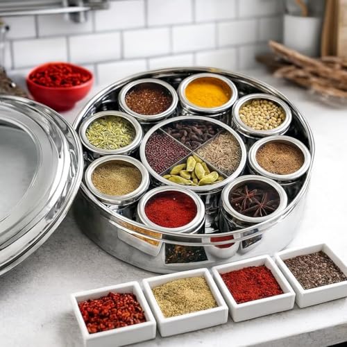 Buy VISAXMI Stainless Steel 12 in 1 Masala Box for Kitchen With