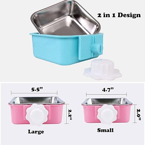 Miniatura 6 de Cuencos extraíbles de acero inoxidable para colgar en jaula para mascotas, cuencos para alimentos y agua con soporte para pernos para cachorros,