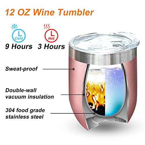 Vaso de vino de acero inoxidable con calcetines de vino, regalo de 250 ml, doble pared, con tapa y cepillo de pajita… - Imagen 3