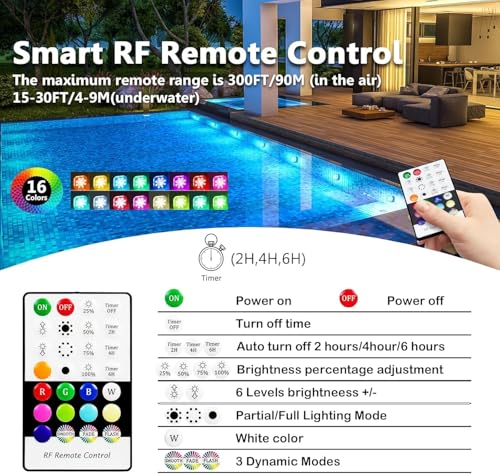 HL Poolbeleuchtung Unterwasser Licht mit Fernbedienung,RGB Pool Lichter Schwimmend, Pool Magnetic Beleuchtung für Schwimmbad,Teichbeleuchtung, Brunnen, Teich, Aquarium, Party Deko,2 Stück