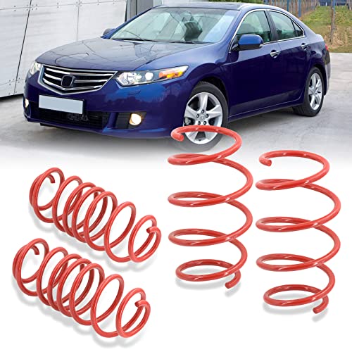 AJP Distributors 1.3" Front & 1.4" Rear Suspension Drop Height Performance Handling Sport Coil Lowering Springs Kit Red Compatible/Replacement For Accord TSX 2008 2009 2010 2011 2012 08 09 10 11 12